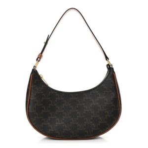 Celine Triomphe Canvas Calfskin Ava Shoulder Bag Tan
