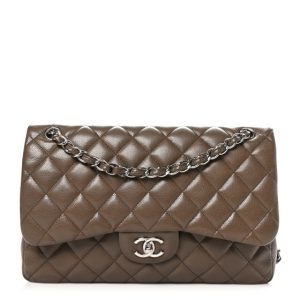 Chanel Caviar Quilted Jumbo Double Flap Brown