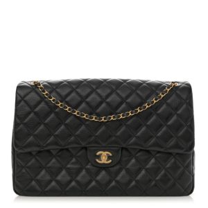 Chanel Grained Calfskin Quilted XXL Travel Flap Bag Black