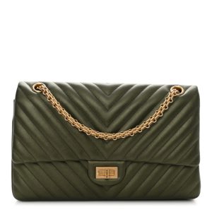 Chanel Metallic Calfskin Chevron Quilted 2.55 Reissue 226 Flap Green