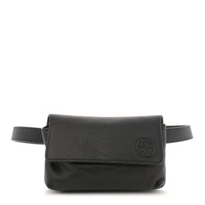 Gucci Pebbled Calfskin Soho Flap Belt Bag Black