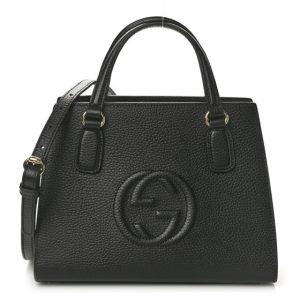 Gucci Pebbled Calfskin Medium Soho Top Handle Satchel Black