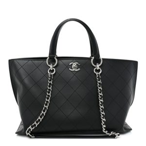 Chanel Calfskin Stitched Shopping Tote Black