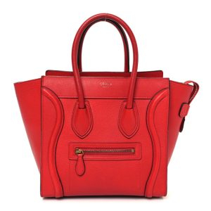 Celine Drummed Calfskin Micro Luggage Red