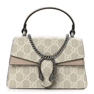 Gucci GG Supreme Monogram Mini Dionysus Top Handle Bag Beige Mystic White Oatmeal