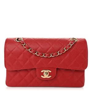 Chanel Caviar Quilted Small Double Flap Red