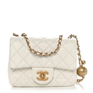 Chanel Lambskin Quilted Mini Pearl Crush Flap White