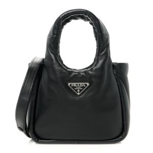 Prada Nappa Soft Padded Small Double Handled Shoulder Bag Black