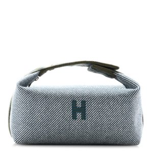 Hermes Wool Small Bride-A-Brac H Natte Pouch Bleu Abysse