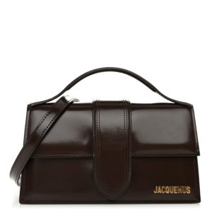 Jacquemus Glazed Calfskin Le Grand Bambino Midnight Brown