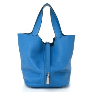 Hermes Taurillon Clemence Picotin Lock 22 MM Bleu Zanzibar