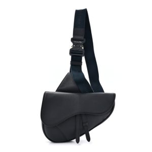 Christian Dior Grained Calfskin Kim Jones Saddle Bag Navy Blue