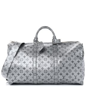Louis Vuitton Metallic Monogram Keepall Bandouliere 50 Silver