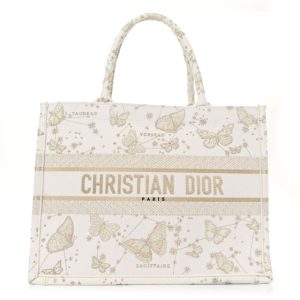 Christian Dior Canvas Embroidered Medium Zodiac Print Book Tote Gold