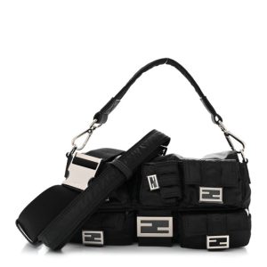 Fendi Econyl Cuoio Romano Multipocket Baguette Black