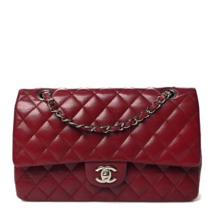 Chanel Caviar Quilted Medium Double Flap Dark Red