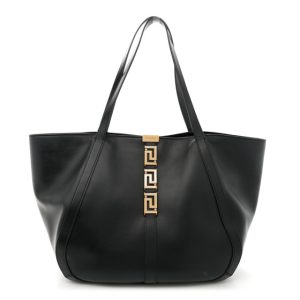 Versace Calfskin Greca Goddess Tote Bag Black