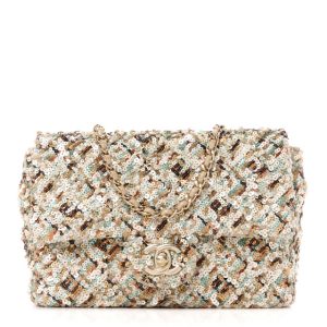 Chanel Sequin Small Single Flap Gold Multicolor