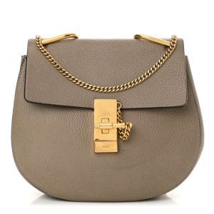 Chloe Grained Lambskin Drew Shoulder Bag Motty Grey