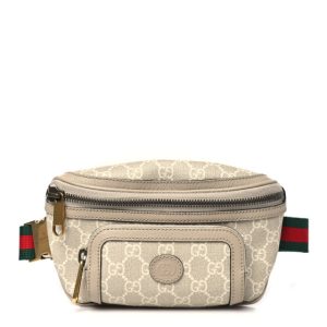 Gucci GG Supreme Monogram Textured Calfskin Web Retro Interlocking G Belt Bag Beige Mystic White Oatmeal