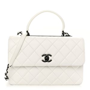 Chanel Lambskin Quilted Medium Trendy CC Flap Dual Handle Bag White
