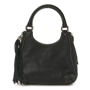 Chanel Grained Calfskin Tassel Hobo Black