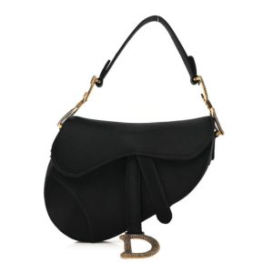 Christian Dior Satin Crystal Mini Saddle Bag Black