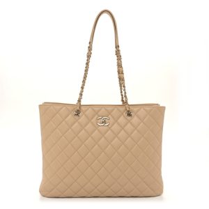 Chanel Calfskin Quilted Large Classic Shopping Tote Beige