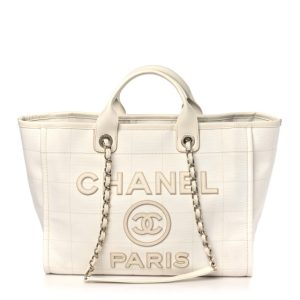 Chanel Cotton Medium Deauville Tote White