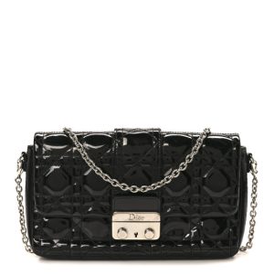 Christian Dior Patent Cannage Miss Dior Promenade Pouch Black
