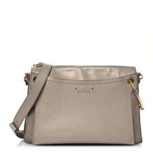 Chloe Calfskin Suede Medium Roy Bag Motty Grey