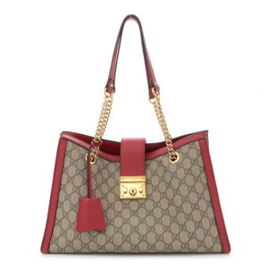 Gucci GG Supreme Monogram Medium Padlock Tote Hibiscus Red