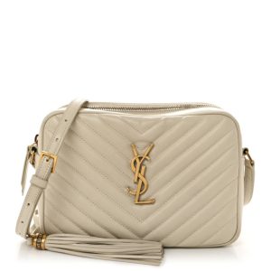 Saint Laurent Calfskin Matelasse Monogram Lou Camera Bag Crema Soft