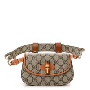 Gucci GG Supreme Monogram Web Bamboo Mini 1947 Belt Bag 80 32 Beige