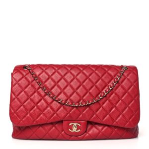 Chanel Calfskin Quilted Small XXL Travel Flap Bag Red