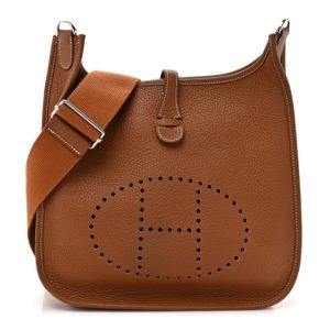 Hermes Taurillon Clemence Evelyne III PM Gold