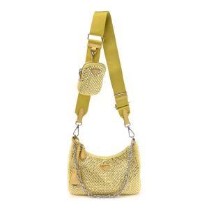 Prada Satin Crystal Re-Edition 2005 Shoulder Bag Ananas