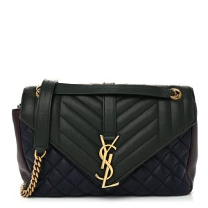 Saint Laurent Sheepskin Tri-Color Tri-Quilt Monogram Medium College Bag