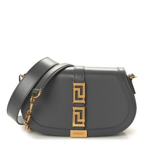 Versace Calfskin Medium Greca Goddess Shoulder Bag Grey