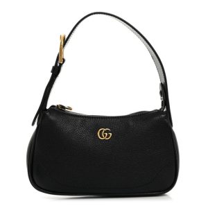 Gucci Goatskin Mini Aphrodite Shoulder Bag Black