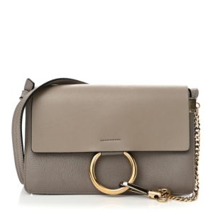 Chloe Grained Calfskin Lambskin Small Faye Shoulder Bag Motty Grey