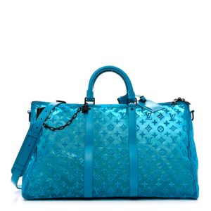 Louis Vuitton Monogram See Through Keepall Triangle Bandouliere 50 Turquoise