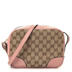 Gucci Monogram Mini Bree Messenger Bag Beige Soft Pink