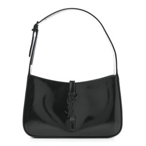 Saint Laurent Patent Le 5 A 7 Monochrome Hobo Black