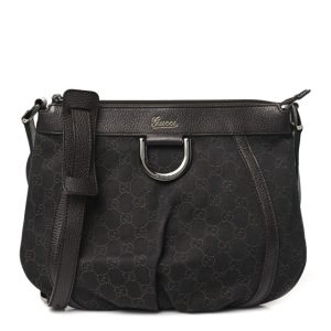 Gucci Denim Monogram Small D Silver Ring Messenger Brown