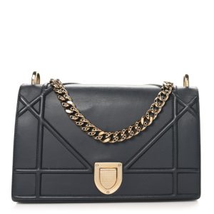Christian Dior Lambskin Medium Diorama Flap Bag Grey