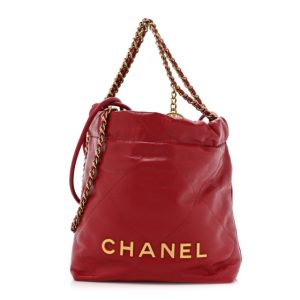 Chanel Shiny Calfskin Quilted Mini Chanel 22 Red