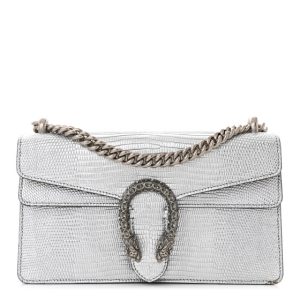 Gucci Lizard Crystal Small Dionysus Shoulder Bag Silver