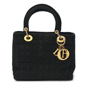 Christian Dior Nylon Cannage Medium Lady Dior Black