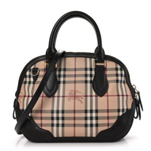 Burberry Haymarket Check Small Orchard Bowling Bag Chocolate